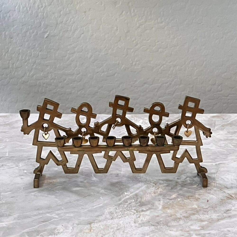 Brass Candlestick Holder Menorah Candelabra Hanukkah Candle